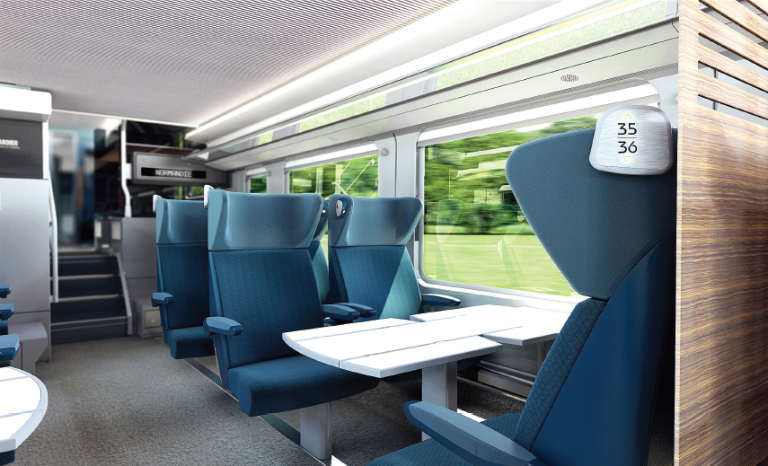 Présentation des sièges des futurs trains Intercités normands