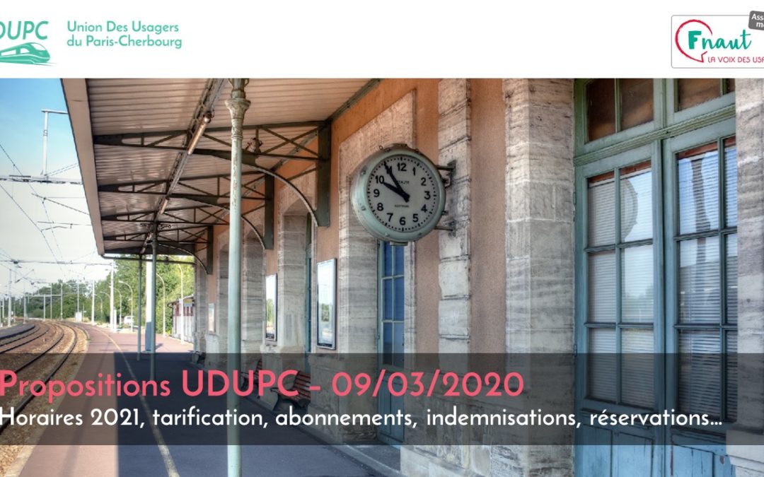 Découvrez les propositions de l’UDUPC pour améliorer le service ferroviaire sur la ligne Paris-Caen-Cherbourg